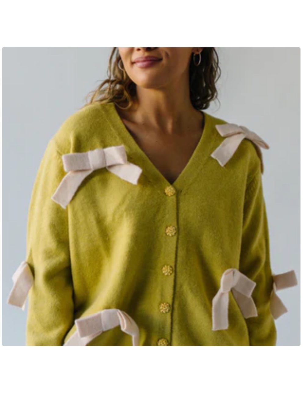 Piper & Scoot Penland 3D Bow Sweater in Lime (Size Large)